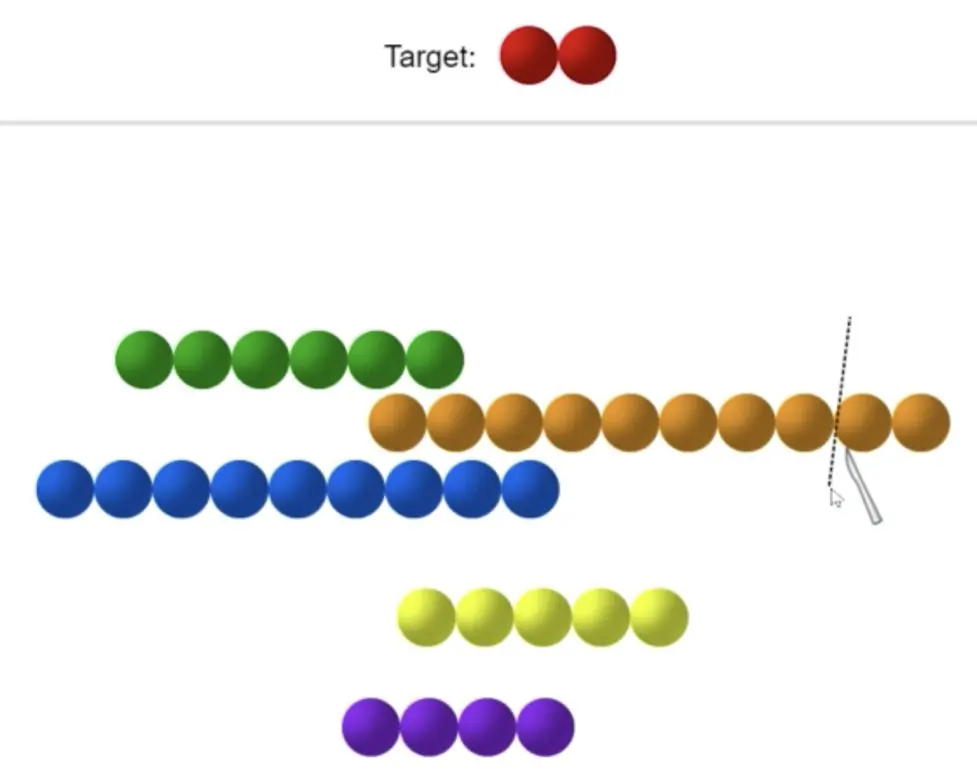 NumberBeads: Use a knife to split beads to match the target