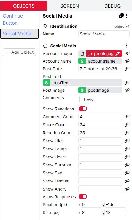 The configuration panel for the social media post in the Gorilla tools