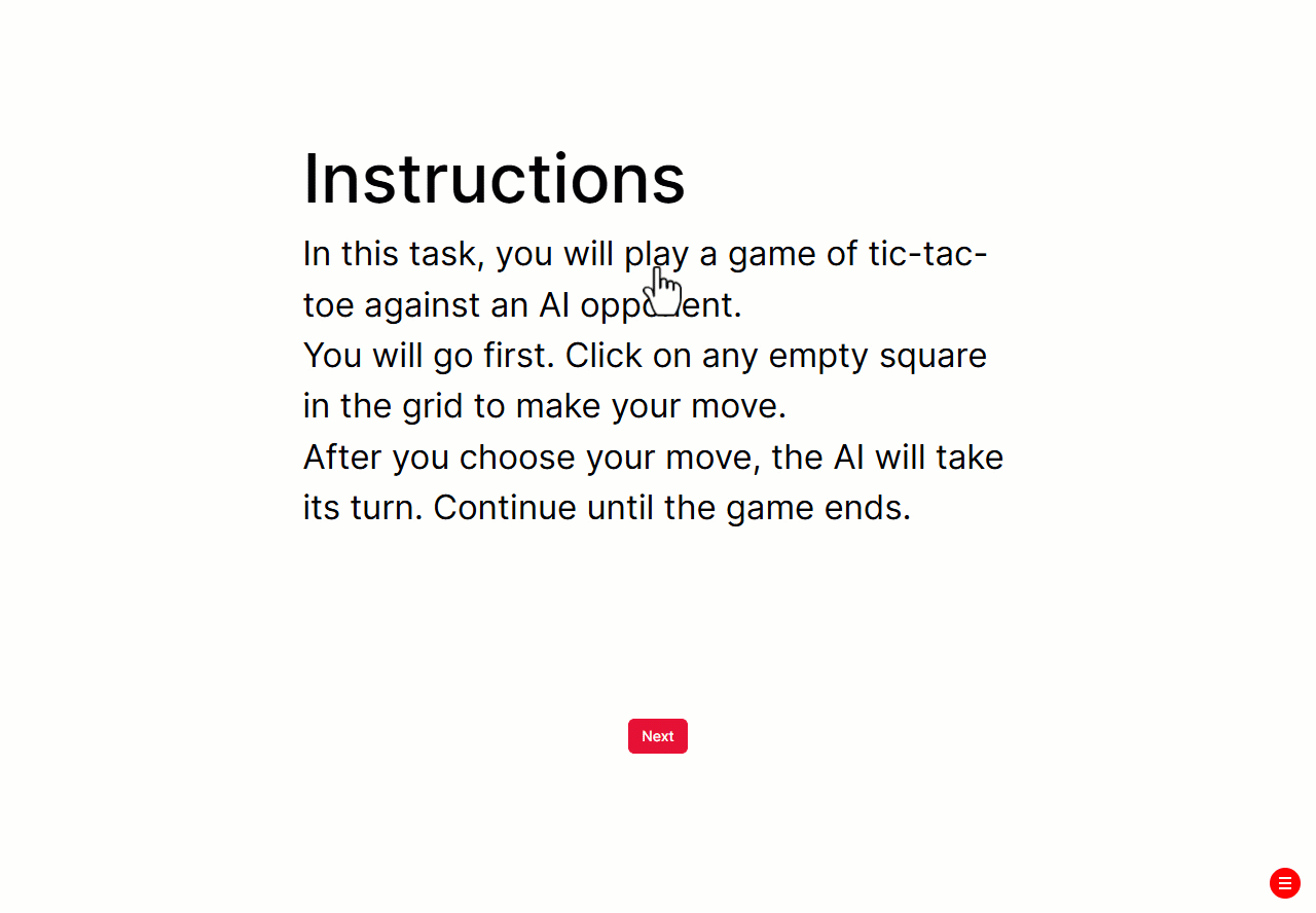 Animated gif of an AI playing a tic tac toe game