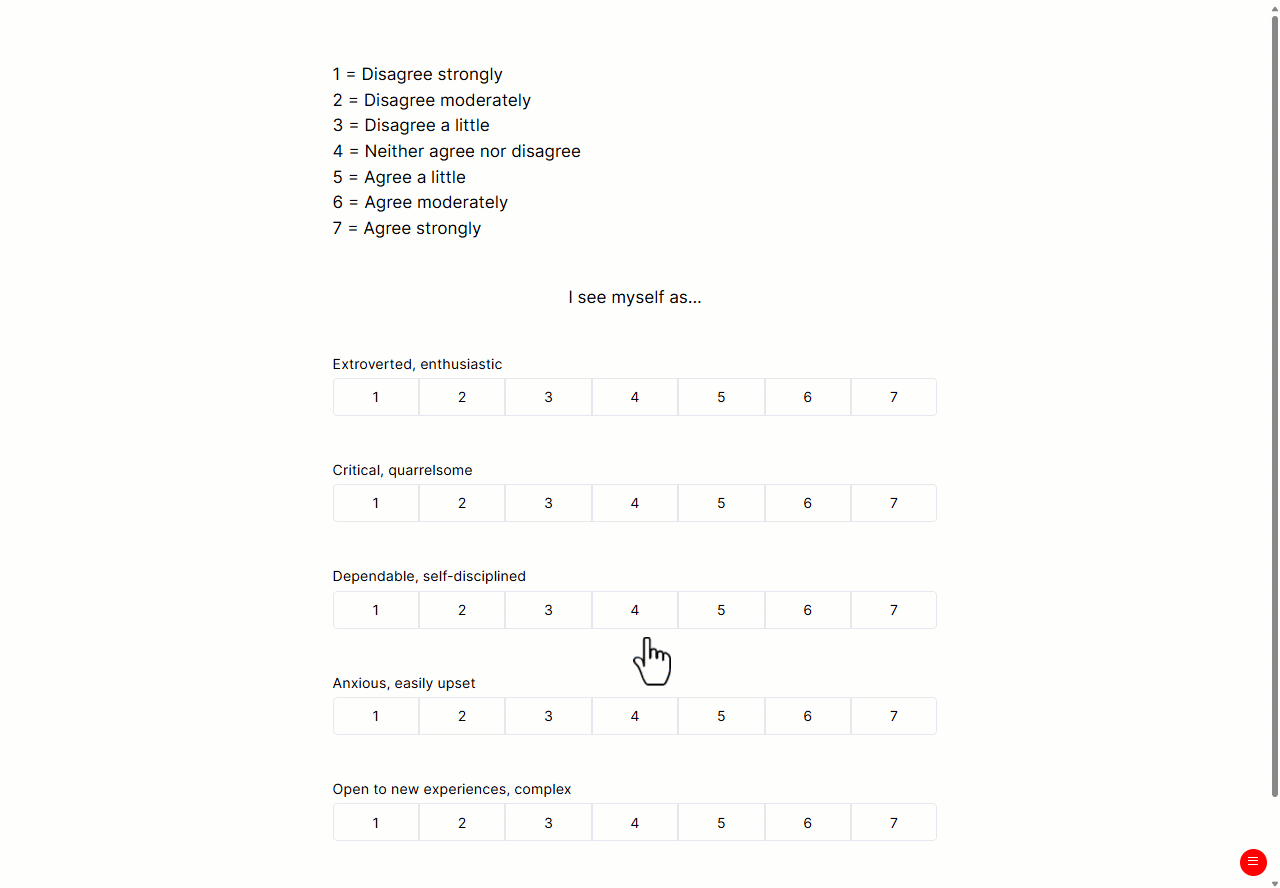 Animated gif of the big 5 personality test