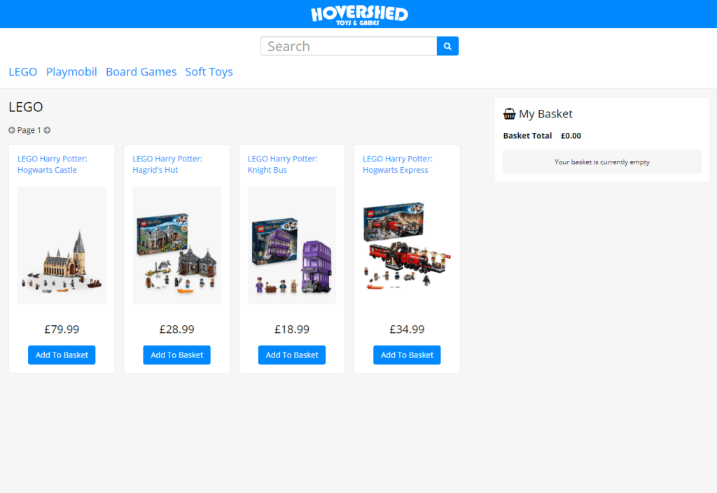 Screenshot of Shop Builder showing a simple shop from a participant's perspective