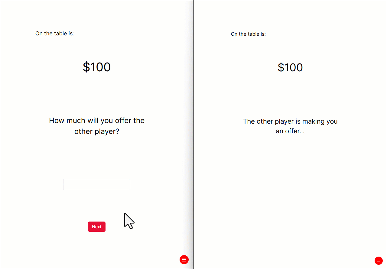 Animated gif of the ultimatum game
