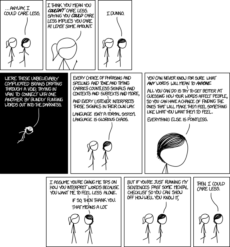 'I could care less' xkcd comic