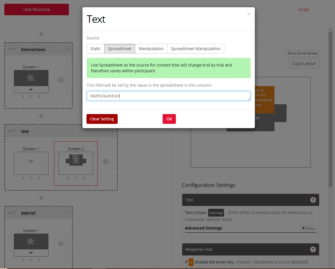 A screenshot of the Text ZOne source in Task Builder 1.