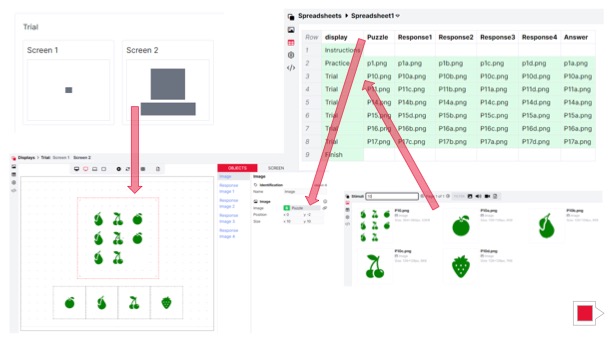 Screenshots of a Gorilla task and spreadsheet